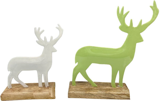 Set of 2 Reindeer on Wooden Stands