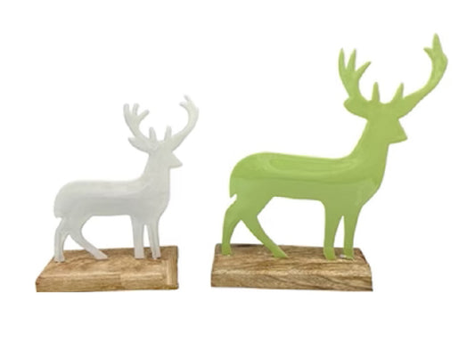 Set of 2 Reindeer on Wooden Stands