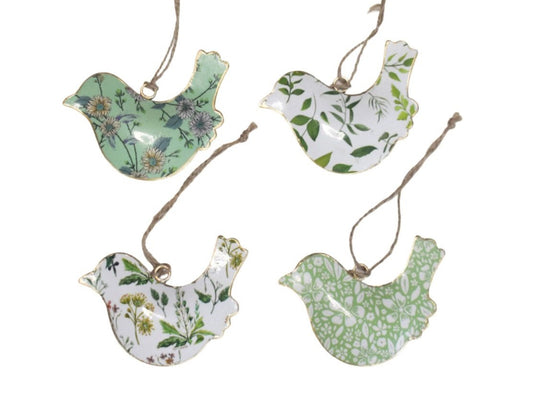 Set of 4 White & Green Themed Birds