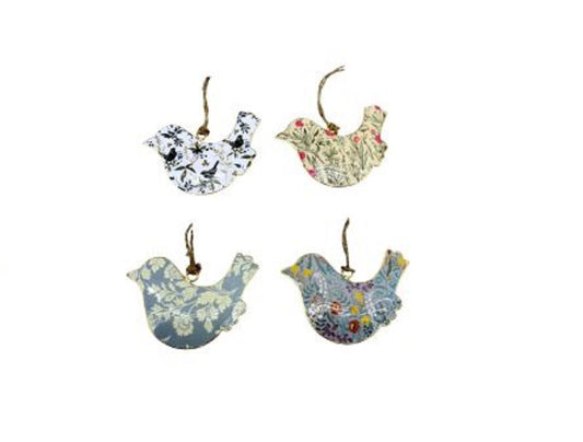Set of 4 Demure Floral Hanging Birds