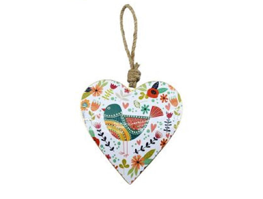 Large White Heart with Bird Design