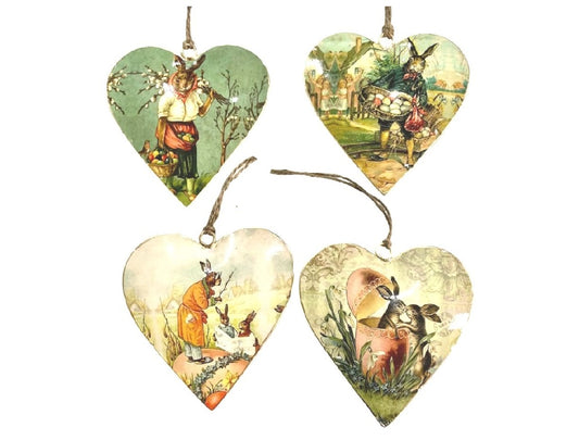 Set of 4 Hearts with Rabbit Design