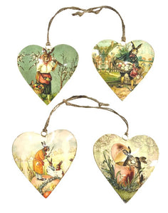 Set of 4 Hearts with Rabbit Design