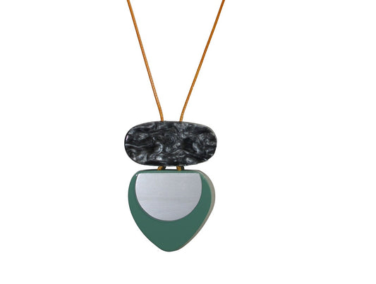 Marble, Mint & White Double Pendant Necklace