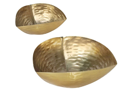Set of 2 Brass Finished Nut Bowls