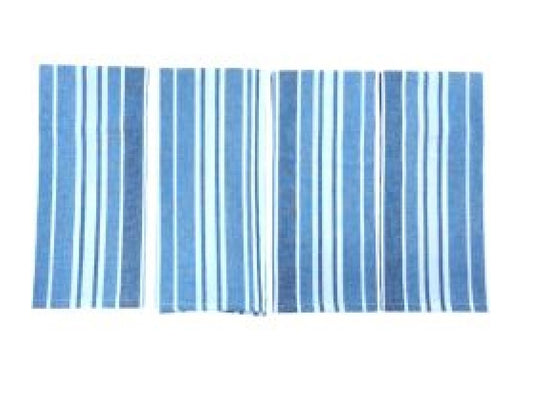 Set of 4 Blue Stripe Tea Towels