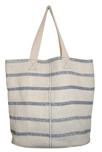 Cotton Carry Bag with Blue Stripes
