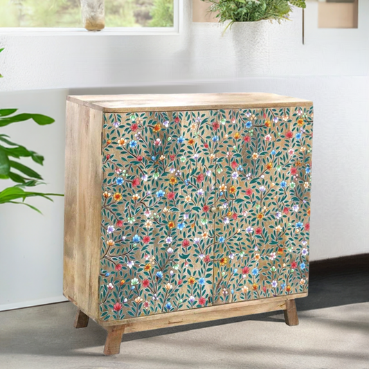 Floral Design Hand-painted Sideboard Cabinet - Sale!