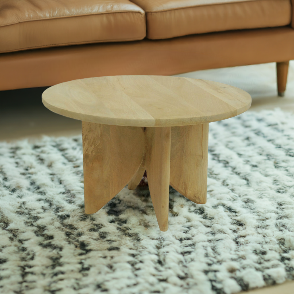 Light Oak Finish Coffee Table with Curved Legs