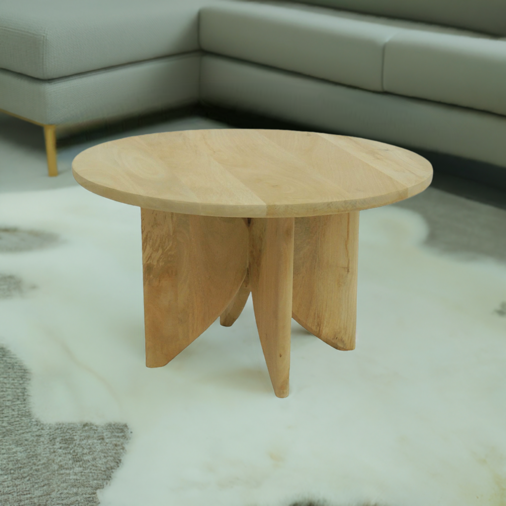 Light Oak Finish Coffee Table with Curved Legs