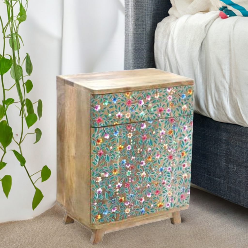 Hand Painted Floral Wooden Cabinet - Sale!