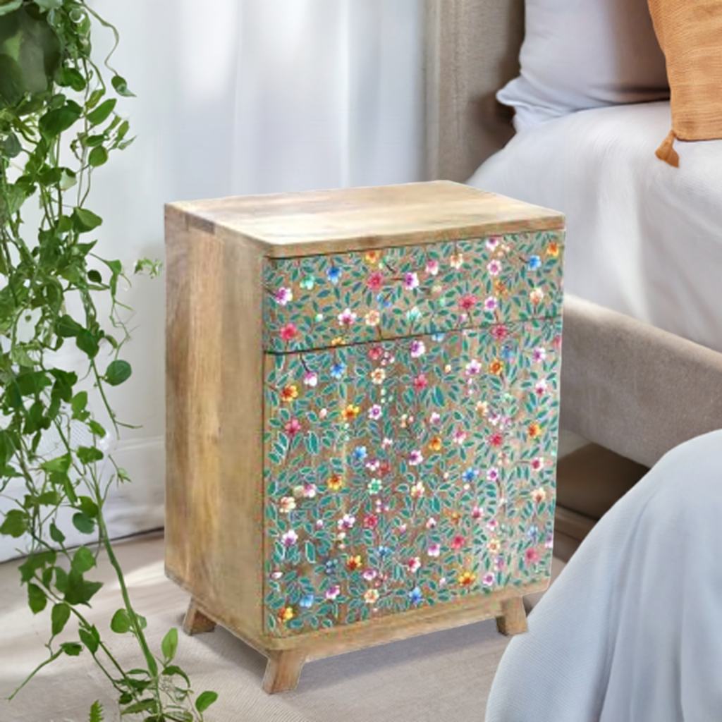 Hand Painted Floral Wooden Cabinet - Sale!