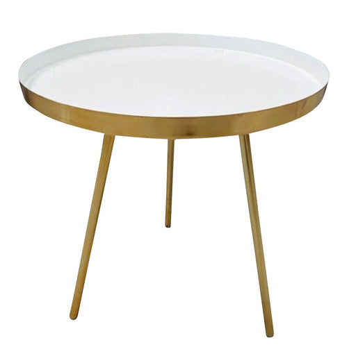 White powdered brass table 45x48 cm