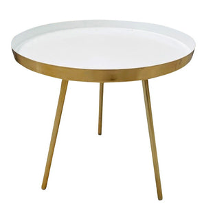 White powdered brass table 45x48 cm