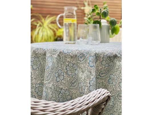 Block Print Paisley Round Tablecloth