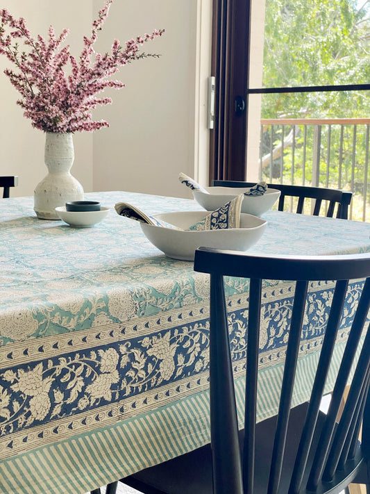 Large Rectangular Block Print Tablecloth