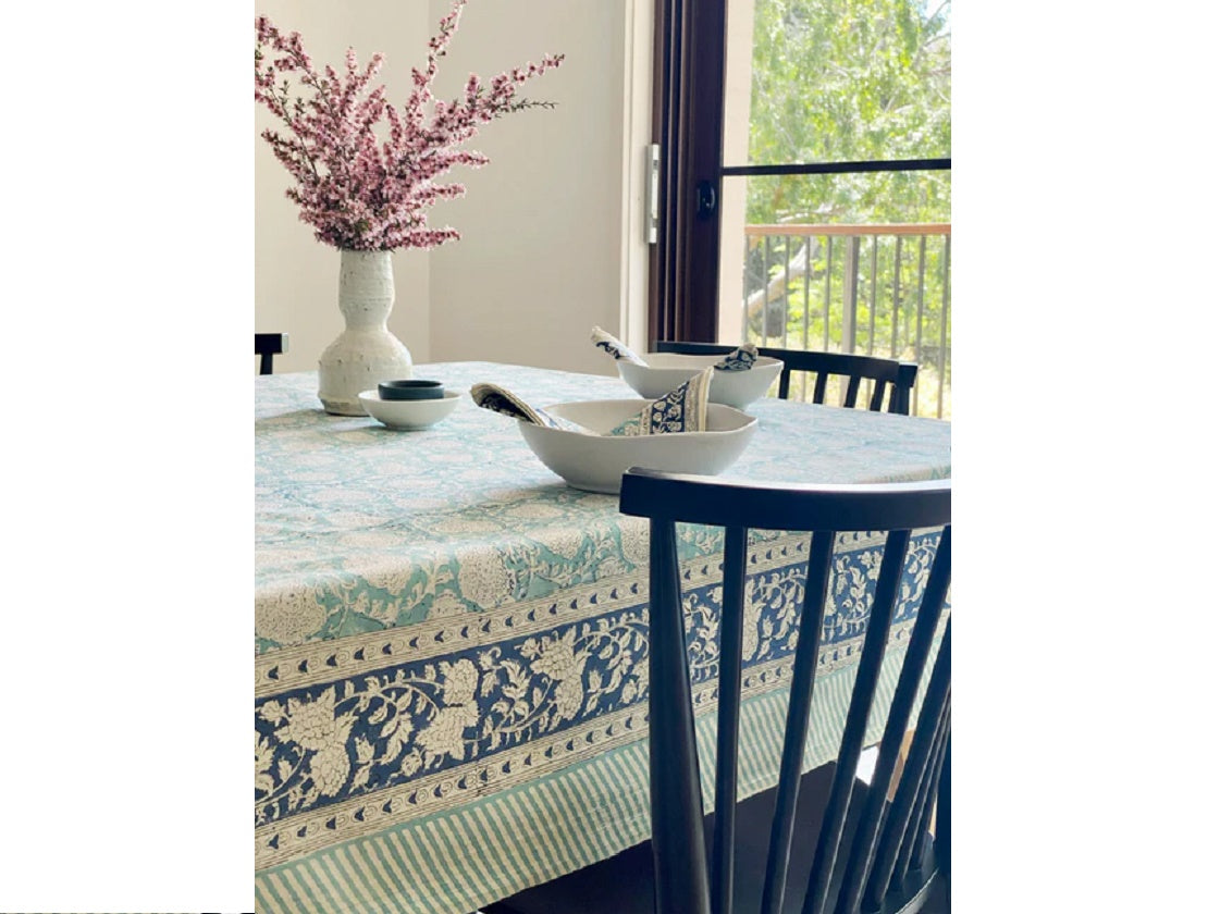 Large Rectangular Block Print Tablecloth