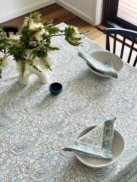 Block Print Paisley Large Tablecloth