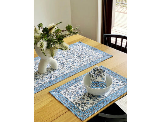 Blue & White Floral Placemats 4 Set