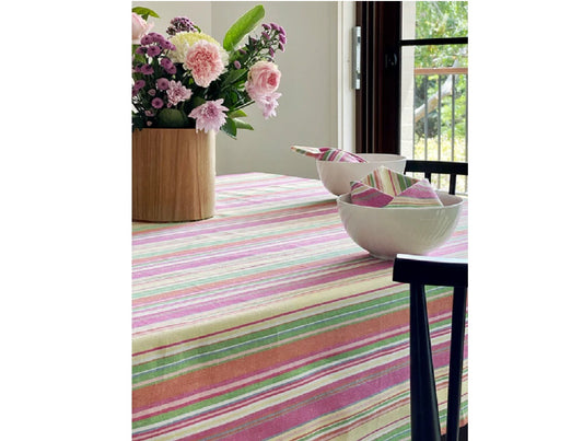 Lilac & Lime Stripe Small Cotton Tablecloth