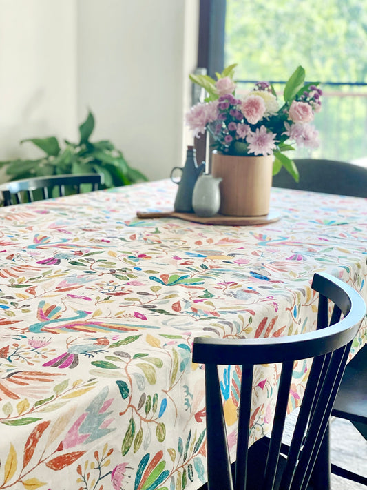 Digital Bird Design Cotton Tablecloth