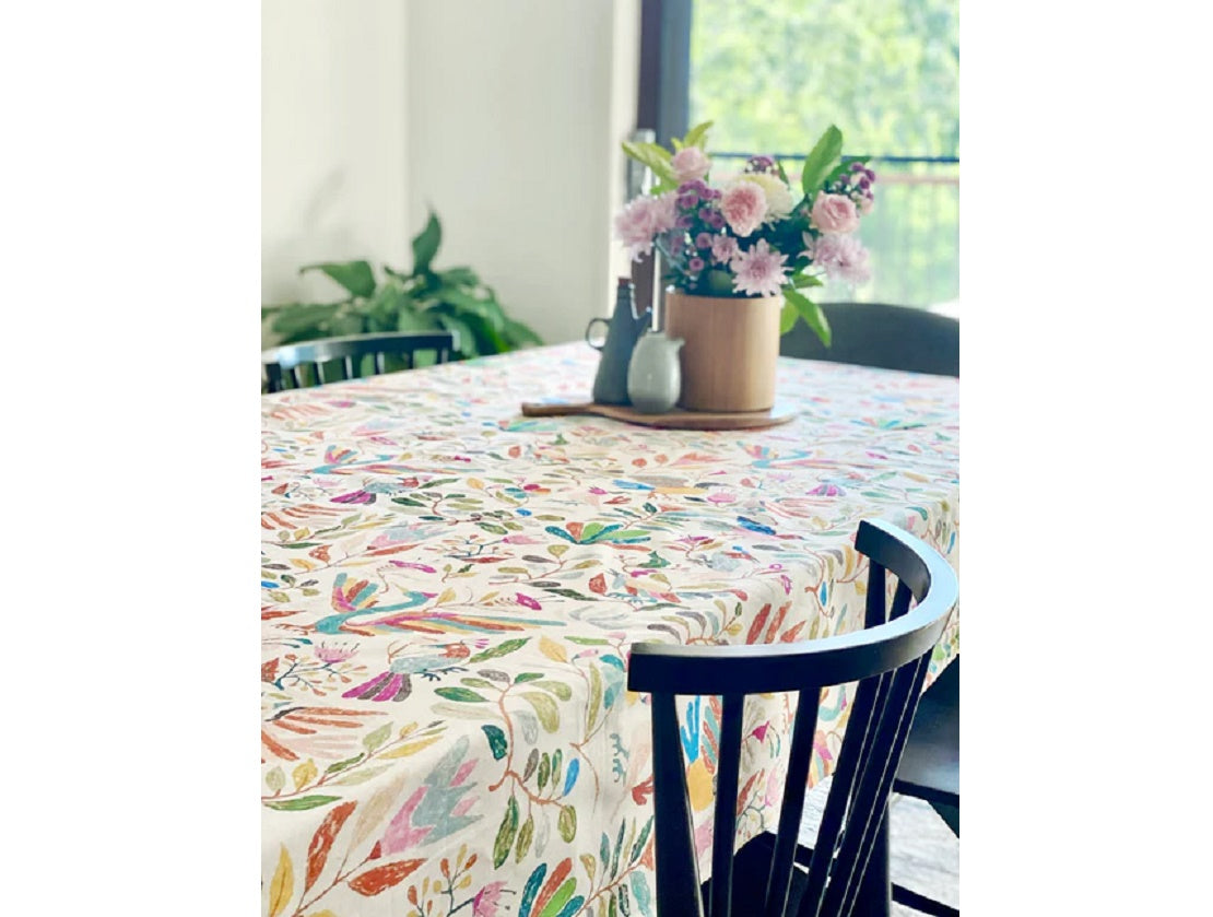 Digital Bird Design Cotton Tablecloth