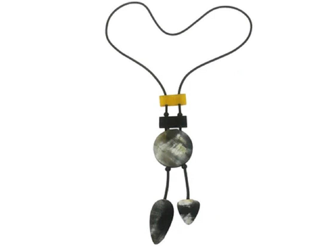 Y-Shape Asymmetrical Horn & Resin Necklace