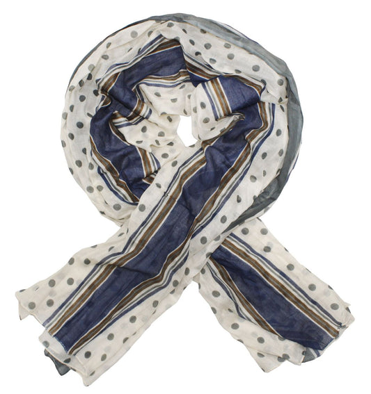 Striped, Polka Dot Cotton Scarf