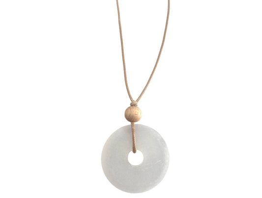 Resin & Wood Disk Pendant Necklace