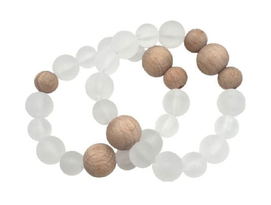 Set of Acrylic & Wood, Beaded Bracelets