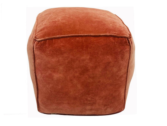Cotton velvet floor pouf rose pink