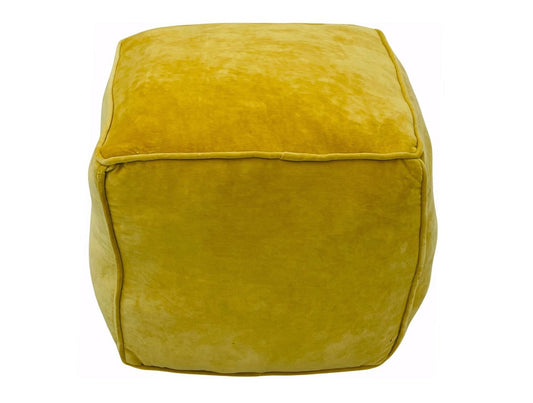 Cotton velvet floor pouf mustard yellow