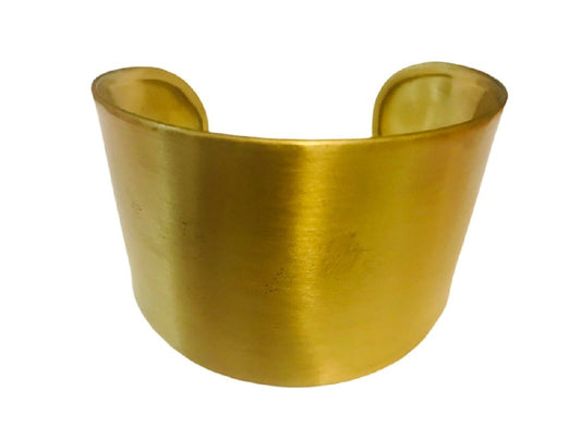 Wide Brushed Brass Bangle in Gold