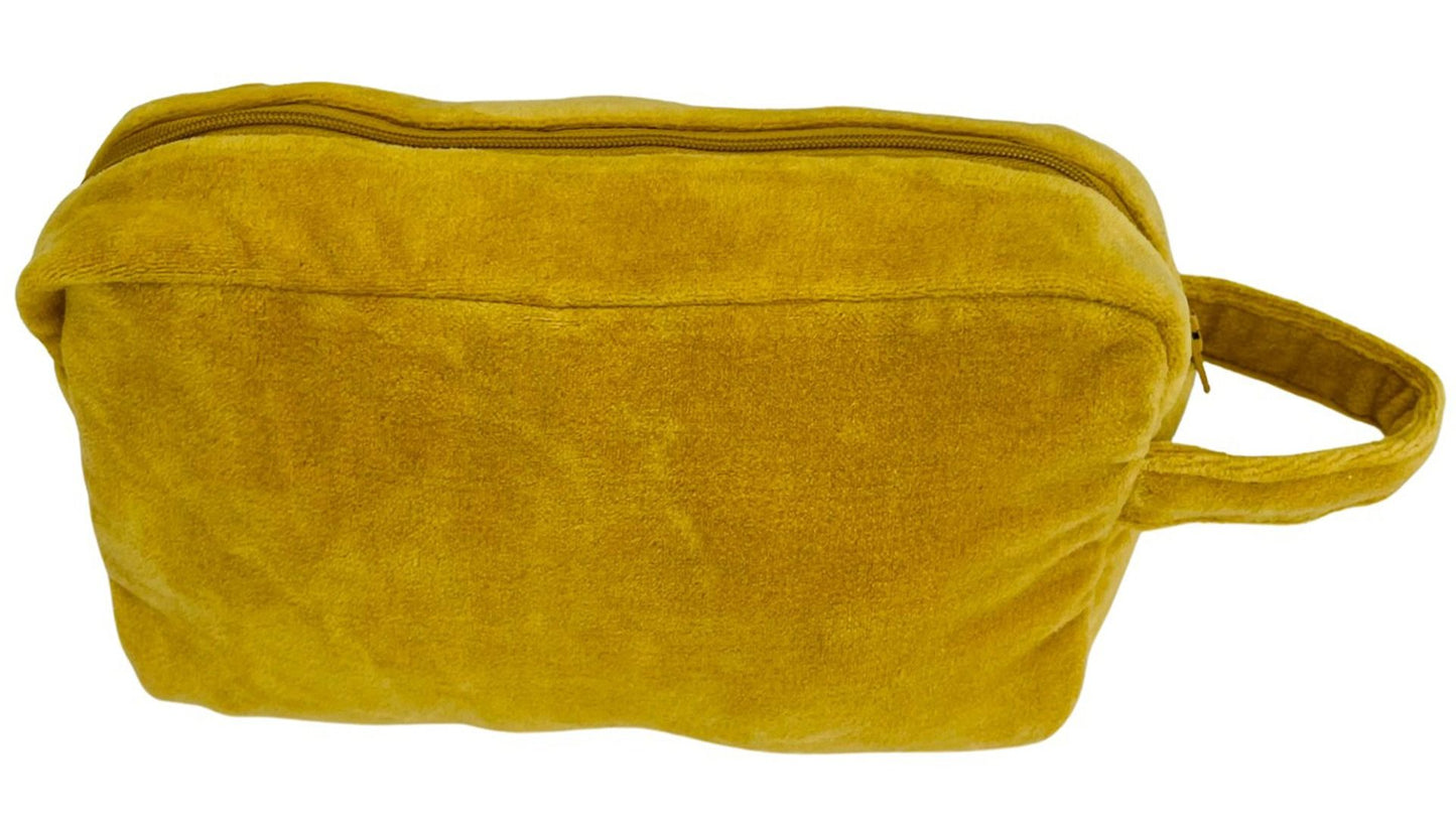 Mustard Velvet Cosmetic Pouch