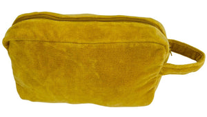 Cotton velvet cosmetic pouch mustard yellow 22x14x7cm