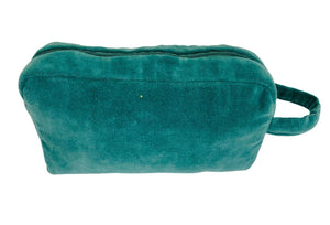 Cotton velvet cosmetic pouch agate green 22x14x7cm