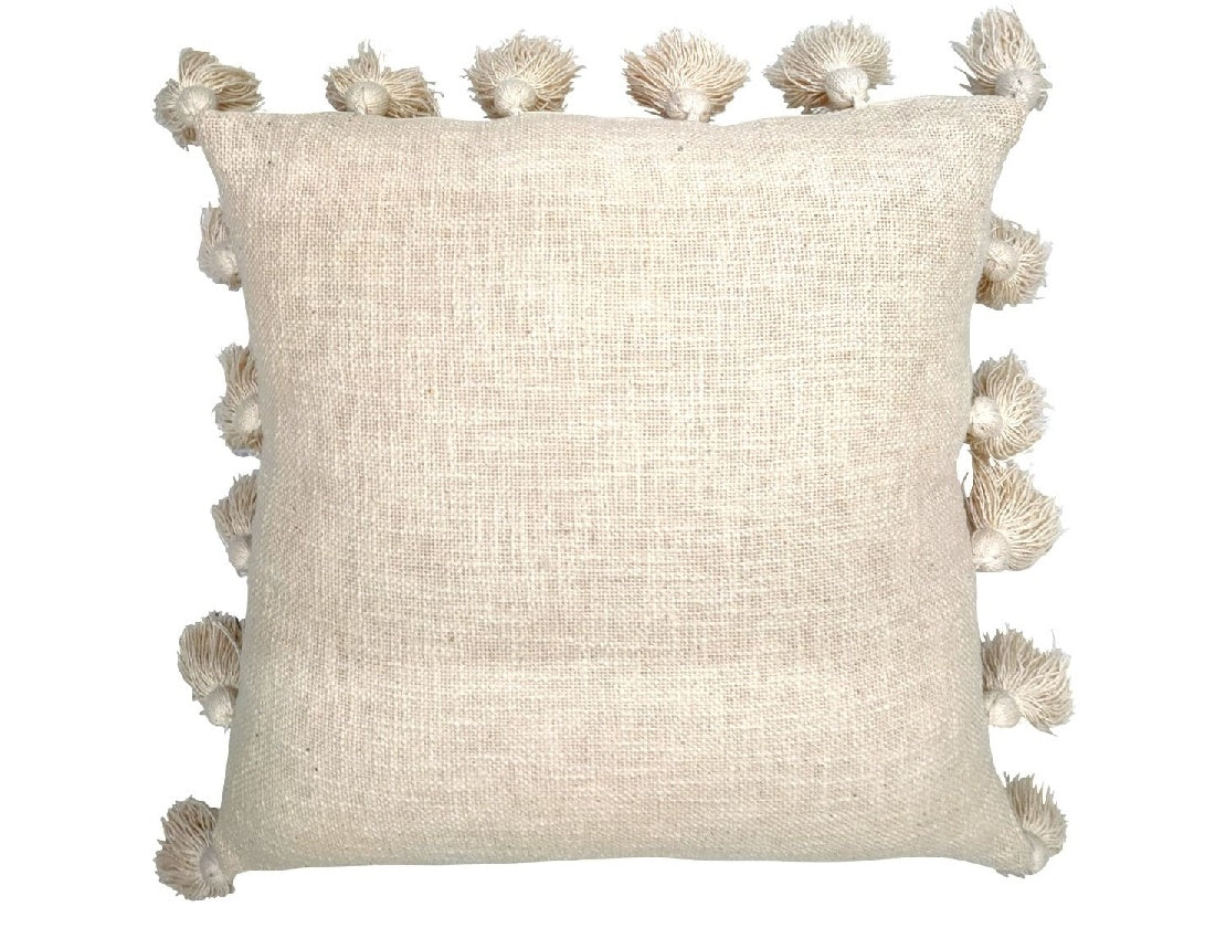 Beige cushion with tassels