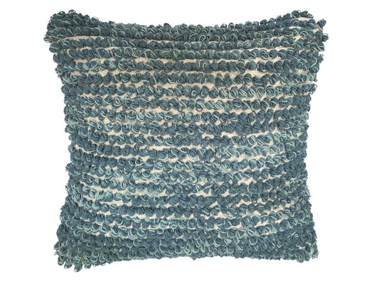 Blue lined tufted cushion
