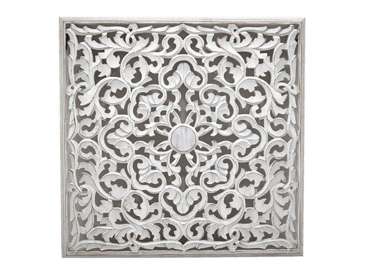 Whitewashed Decorative Hand-carved Wall Panel