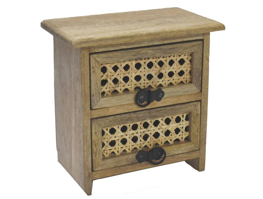 Wooden 2 Drawer Unit with Jute Inlay