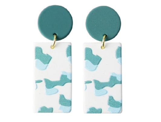 Turquoise Circle & Rectangular Drop Earrings