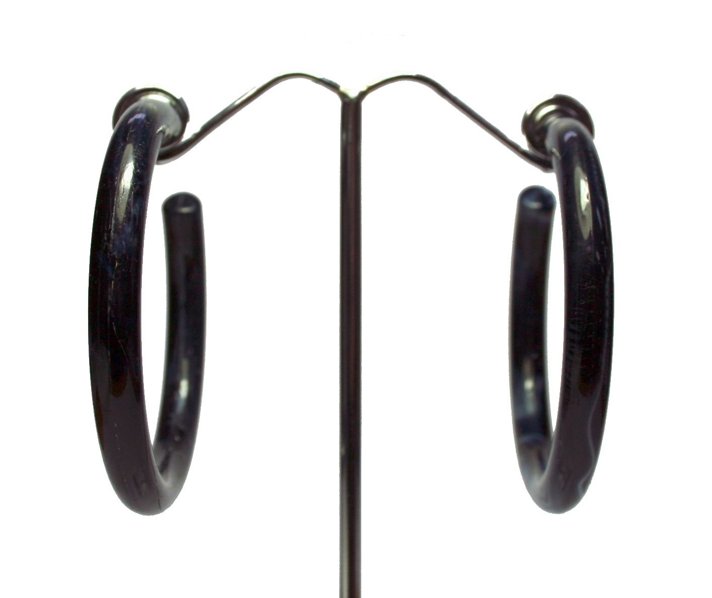 Blue Black Marbled Hoop Earrings