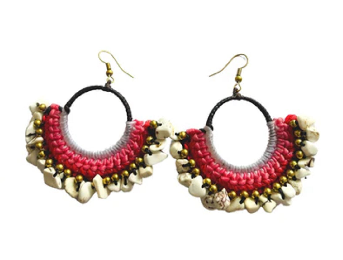 Crochet Earrings with Natural Stones