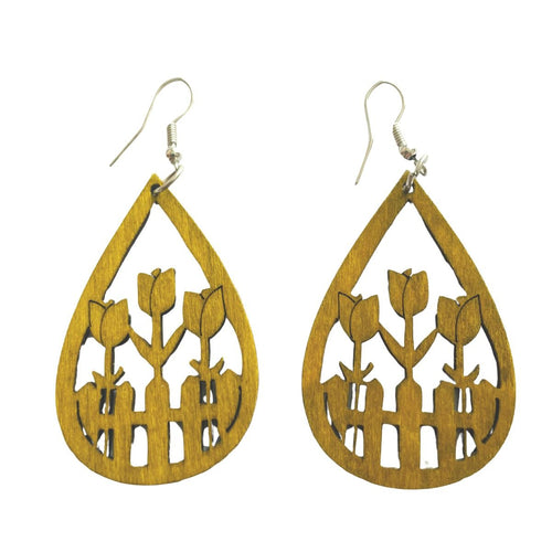 Mustard wood earrings