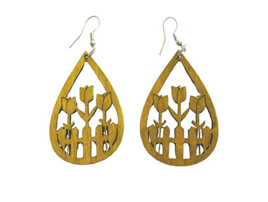 Mustard wood earrings