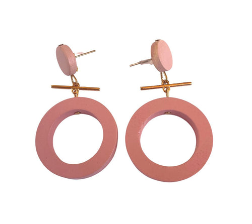 Rose pink wood earrings