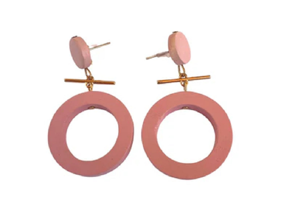 Rose pink wood earrings