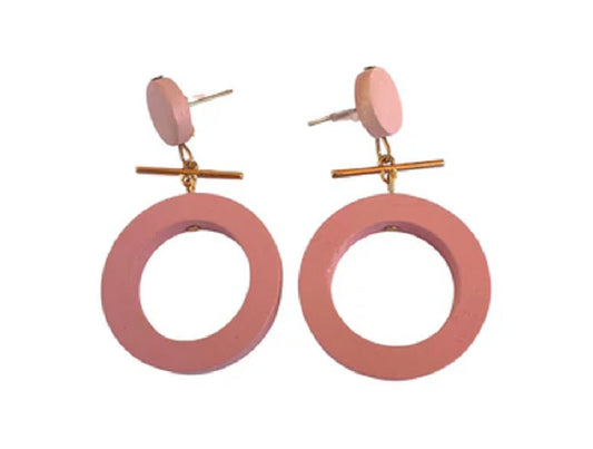 Rose pink wood earrings