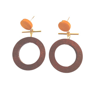 Dark brown and mustard wood earrings
