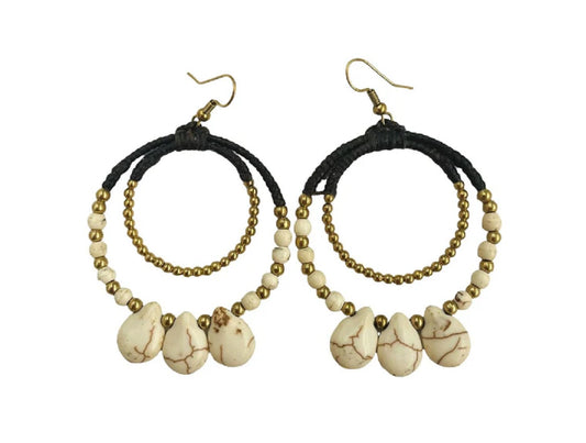White Agate Hoop Earrings